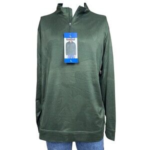 Kirkland Signature Mens Large Green Camo Performance 1/4 Zip Top Shirt Pull Over